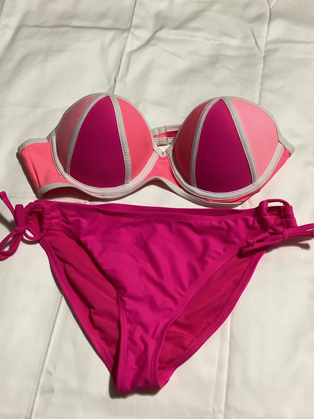 Arizona Jean Company Pink Colorblock Bikini - Hot Pink & Light Pink